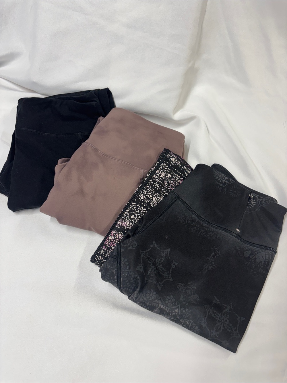 Calia, Maurice’s, Sseko Women's Active Leggings Trio in Black and Pink Accent